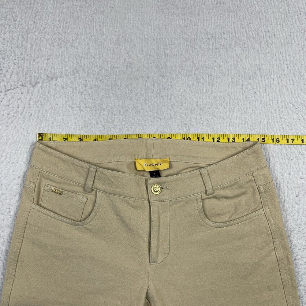 St‎ John Jeans Womens 2 Tan Khaki Denim Boot Cut Casual Bling Career Workwear - Picture 13 of 16